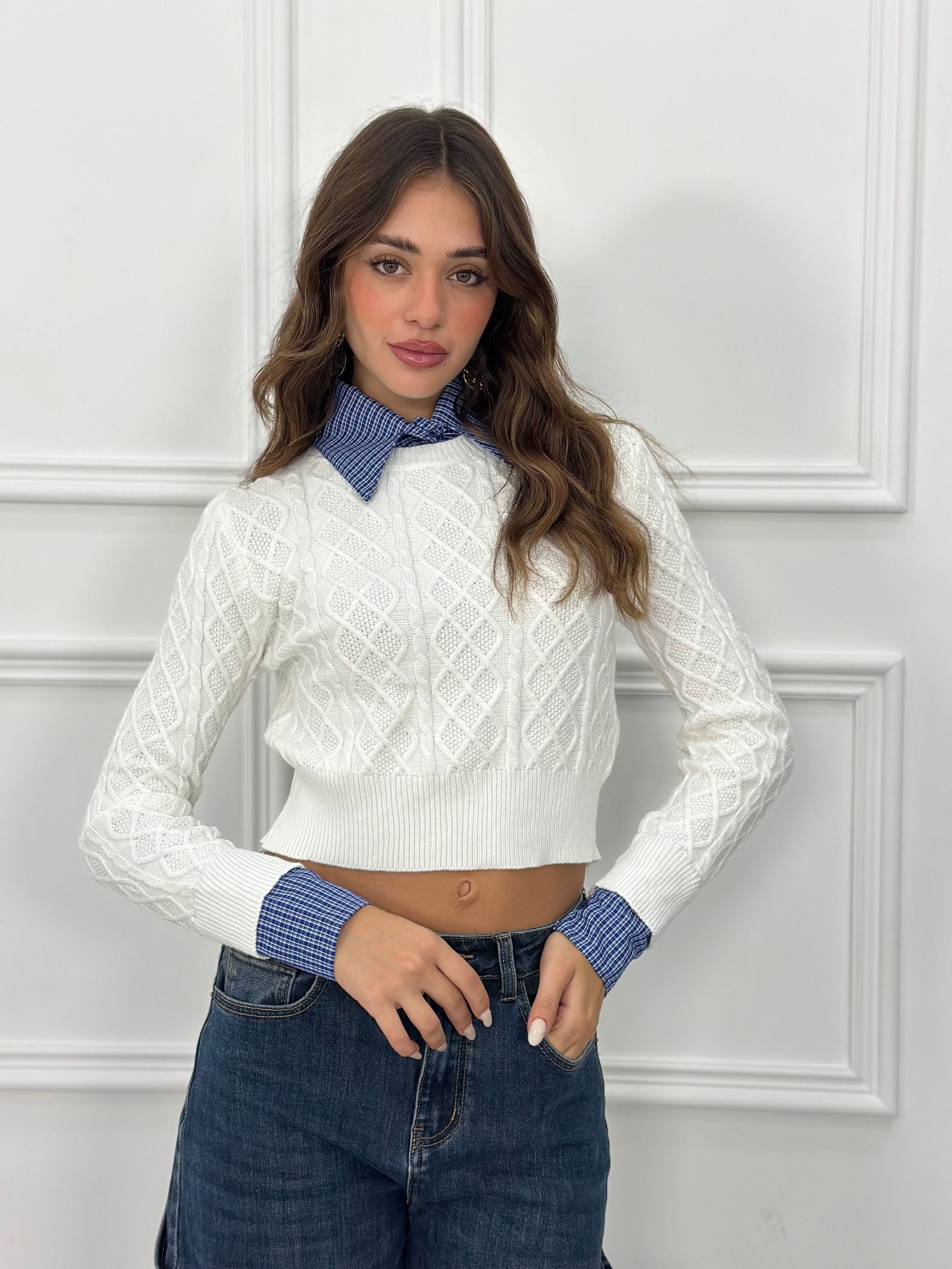 Maglia Crop Camicia M9675