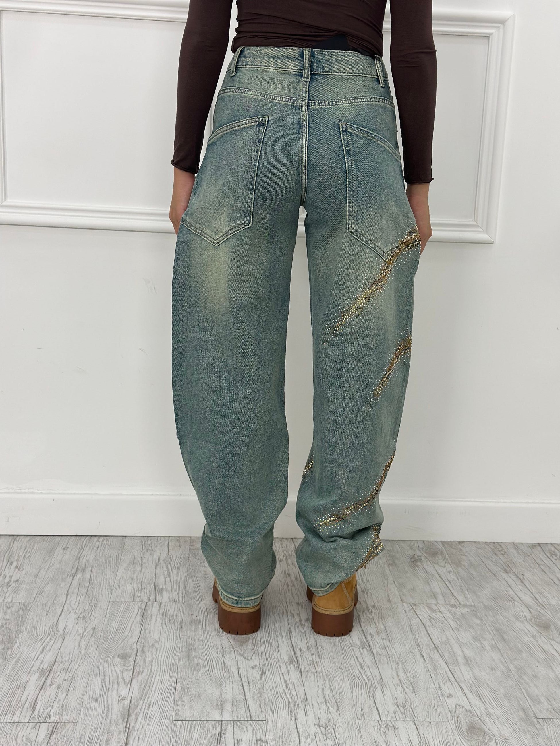 Jeans Balloon Strass YD8217