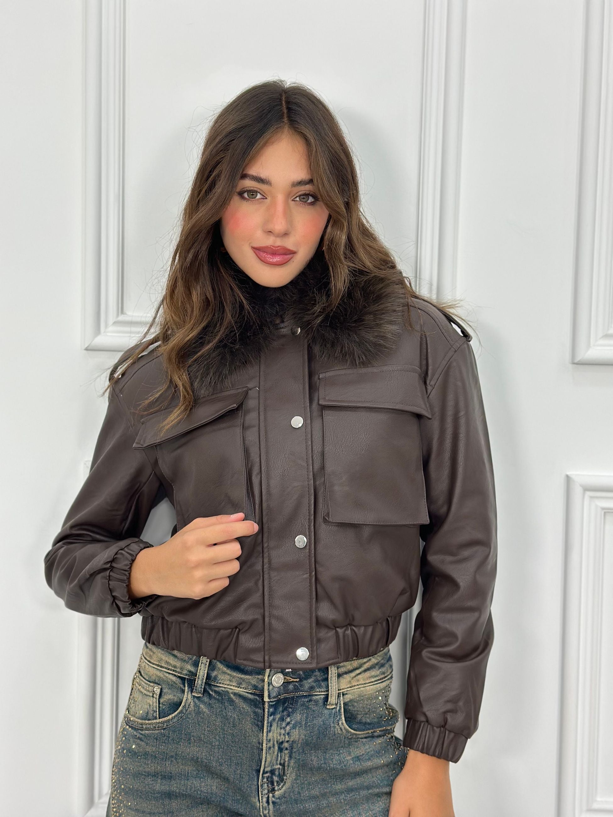 Giubbino Crop Ecopelle T5-2719