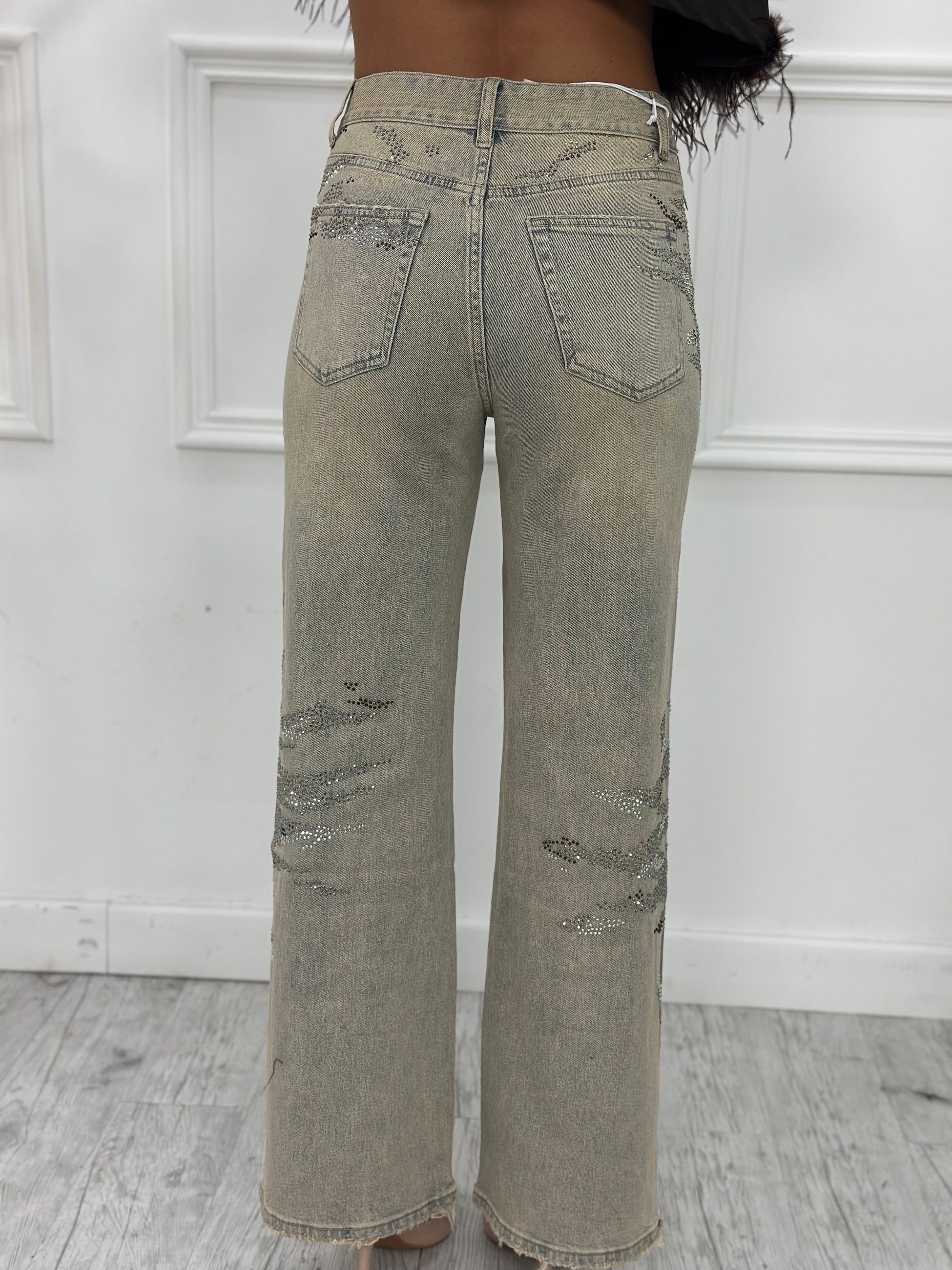 Jeans Palazzo Brillantini H5338