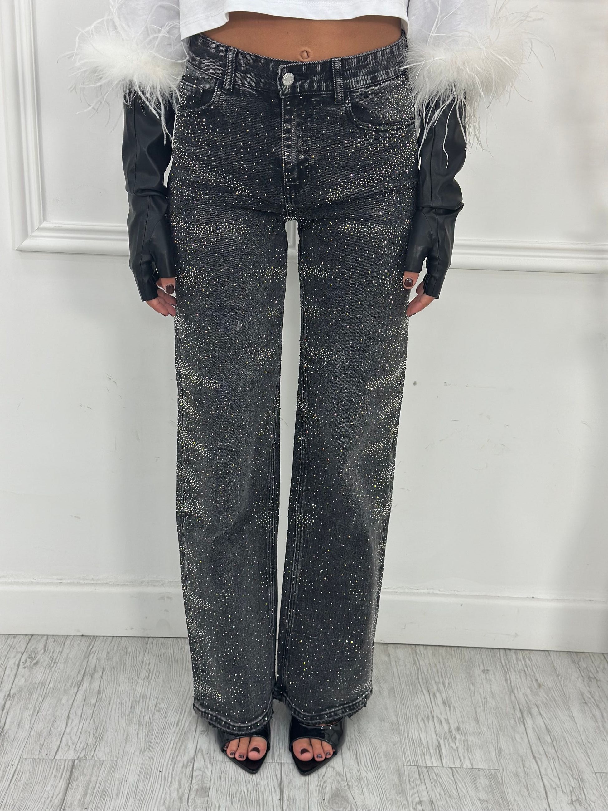 Jeans Palazzo Brillantini H3822 (elastico)