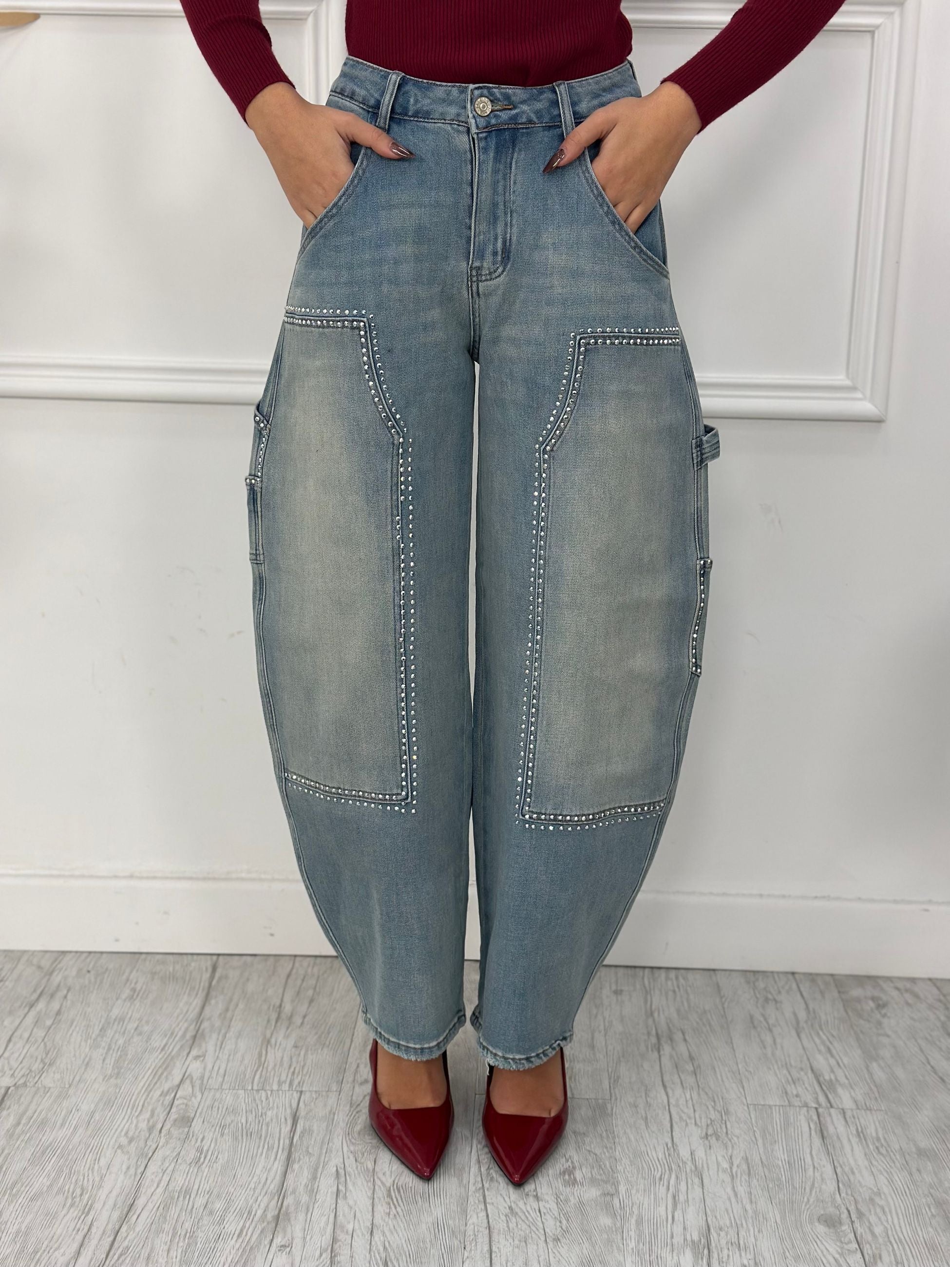 Jeans Balloon Strass 5005