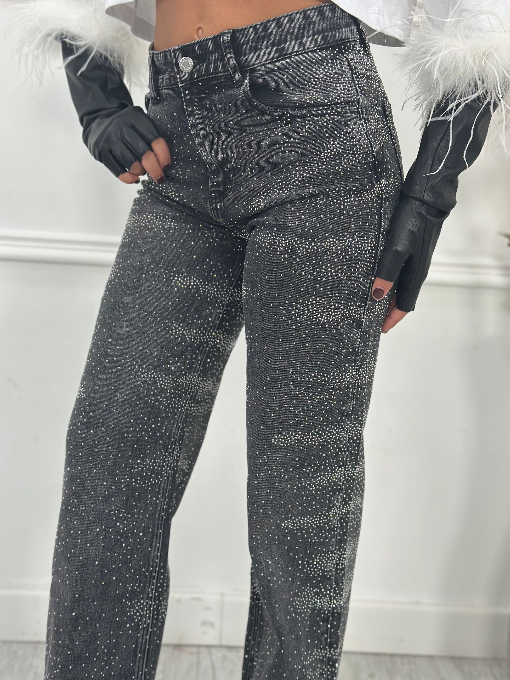Jeans Palazzo Brillantini H3822 (elastico)