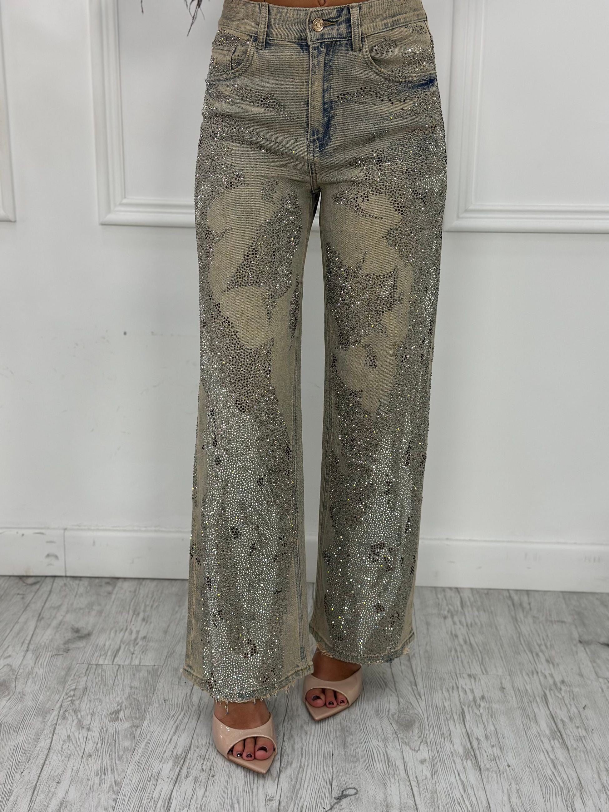 Jeans Palazzo Brillantini H5338