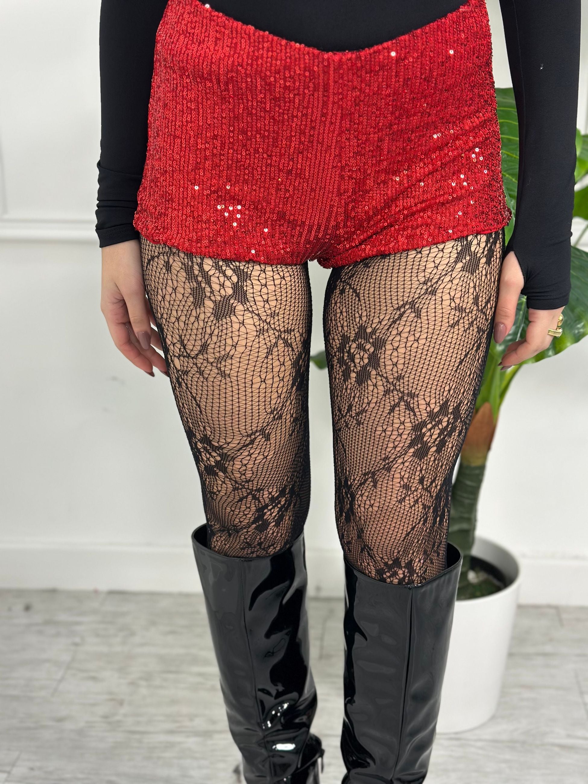 Short culotta in paillettes elastica VCT12555