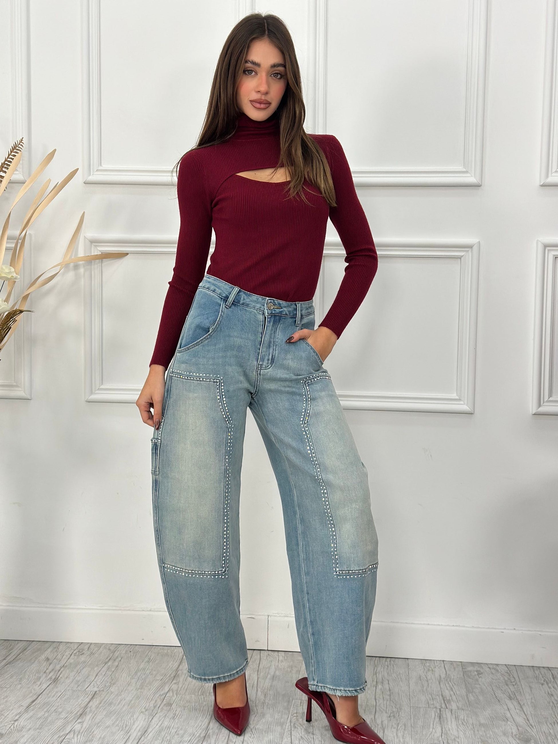 Jeans Balloon Strass 5005