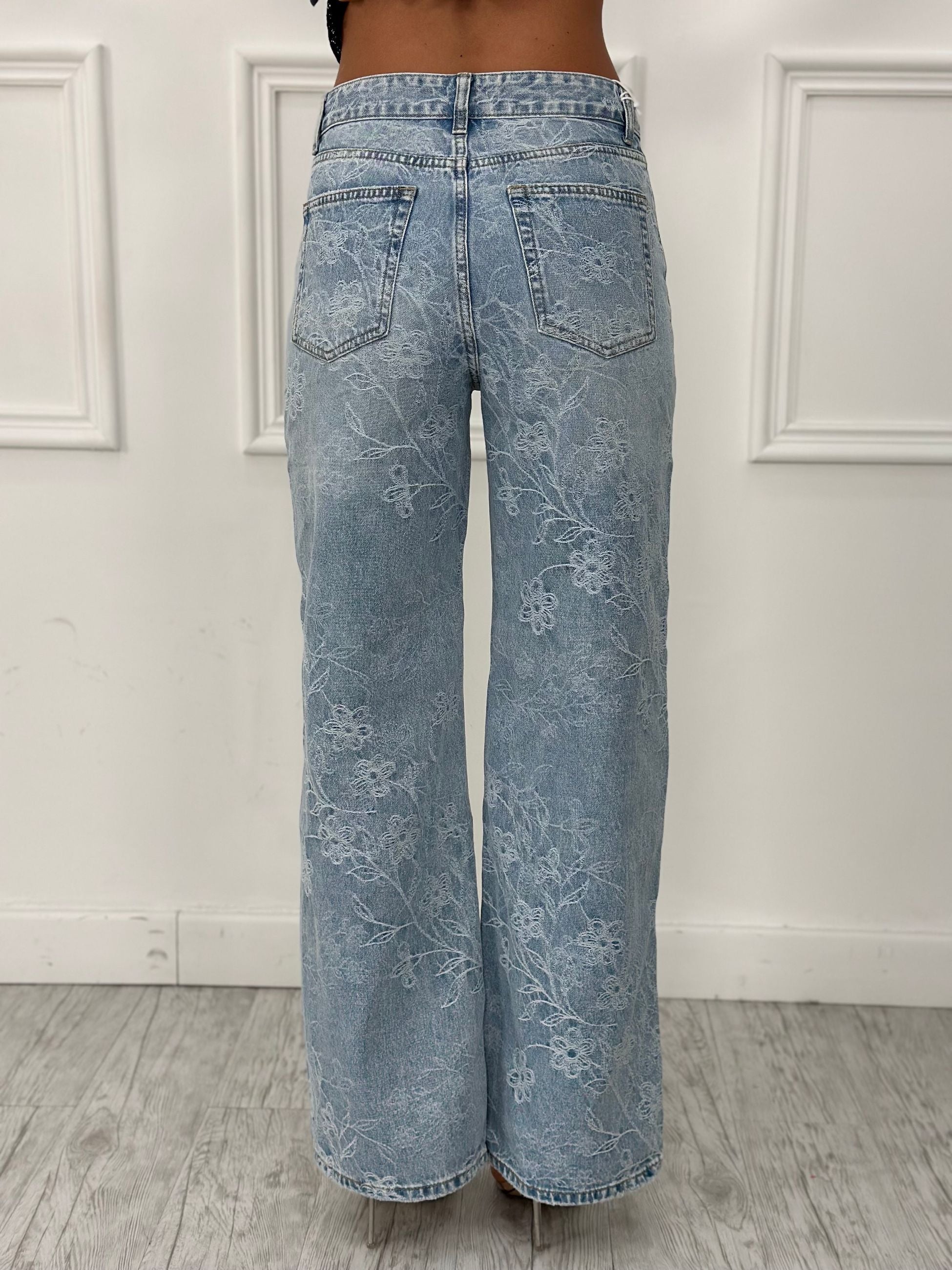 Jeans Palazzo Fiori & Brillantini H5528 (non elastico)