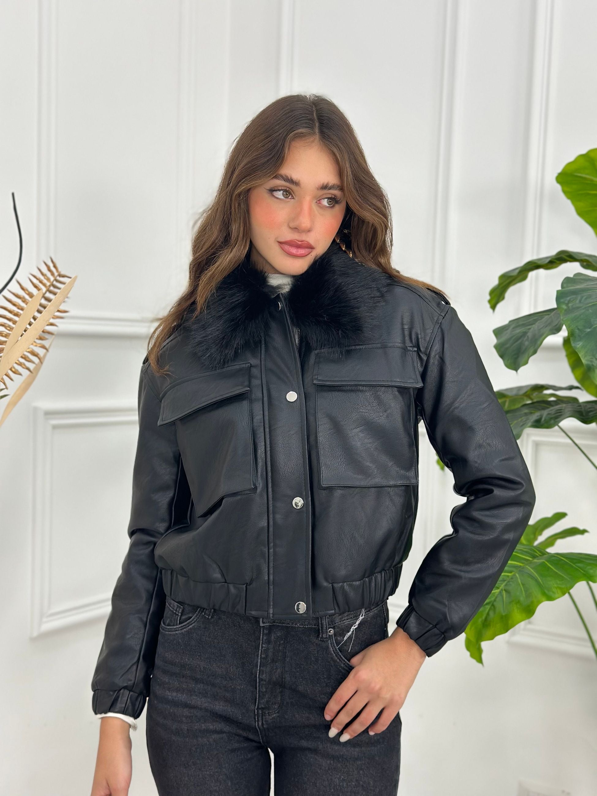 Giubbino Crop Ecopelle T5-2719