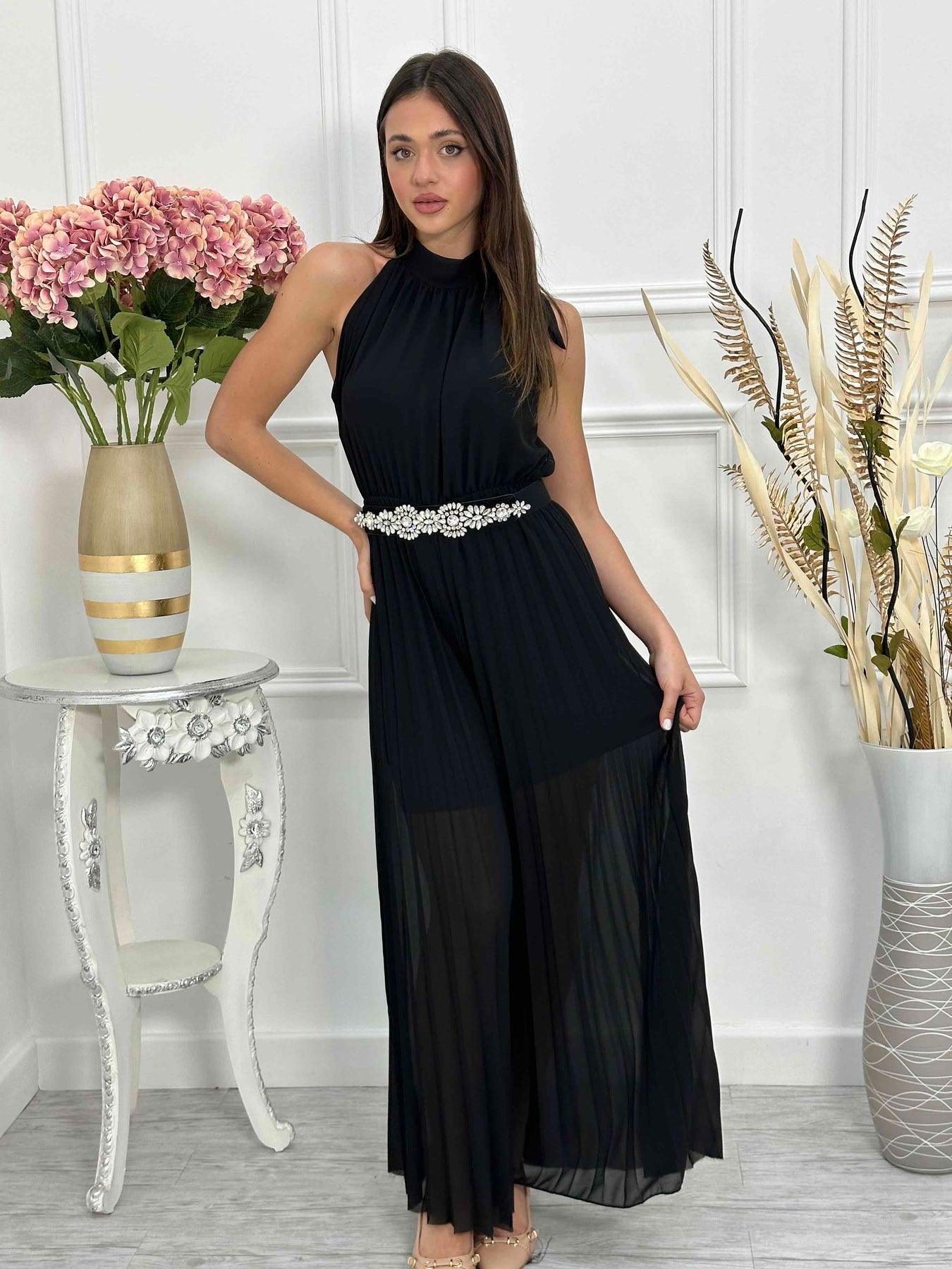 Tuta a palazzo plissettata GIU7828