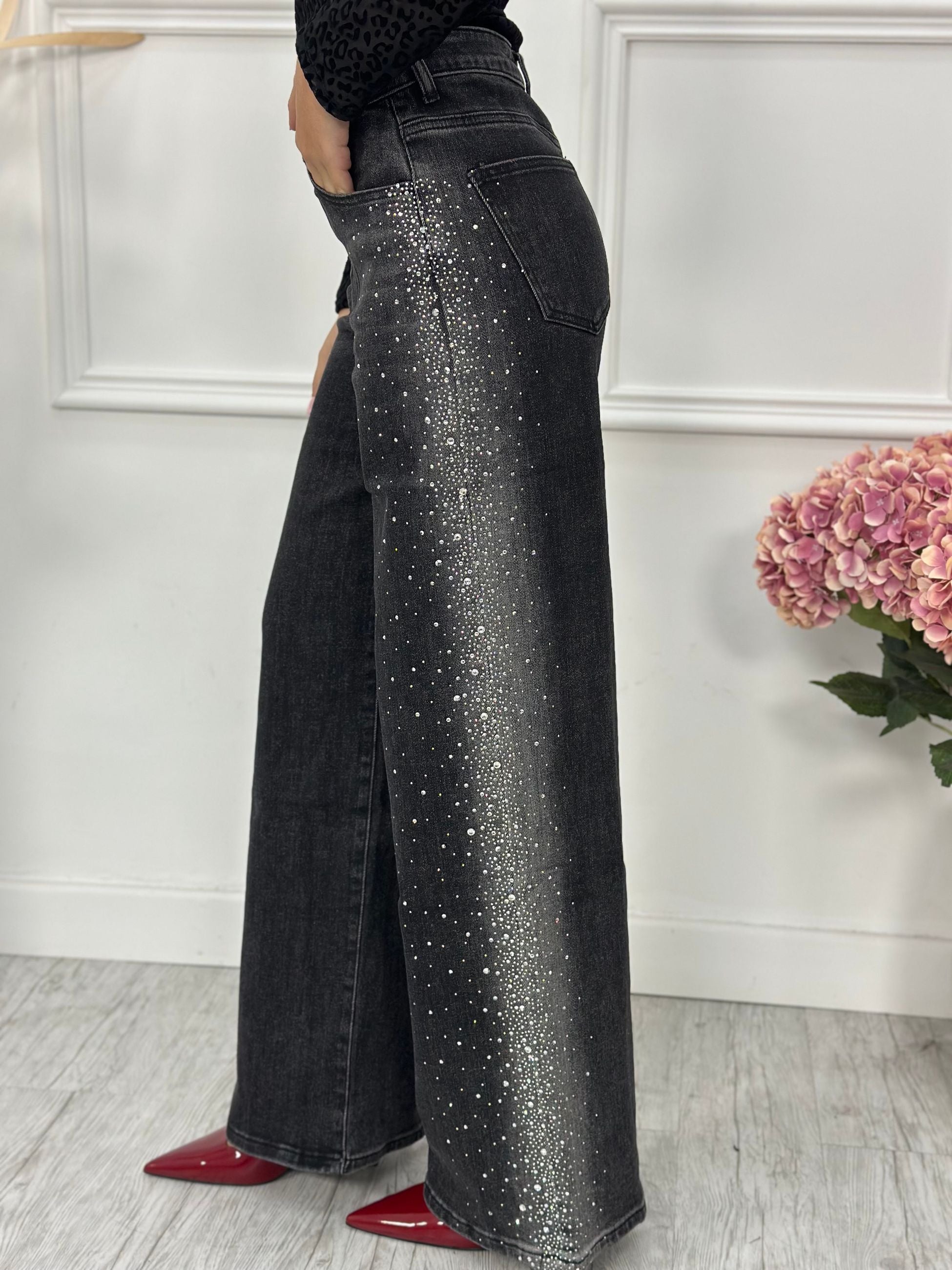 Jeans Palazzo Brillantini T774 (elastico)