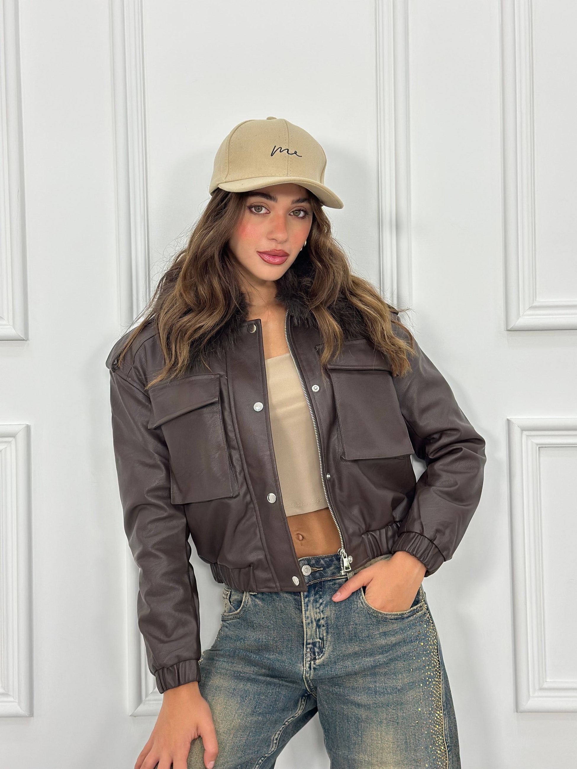 Giubbino Crop Ecopelle T5-2719