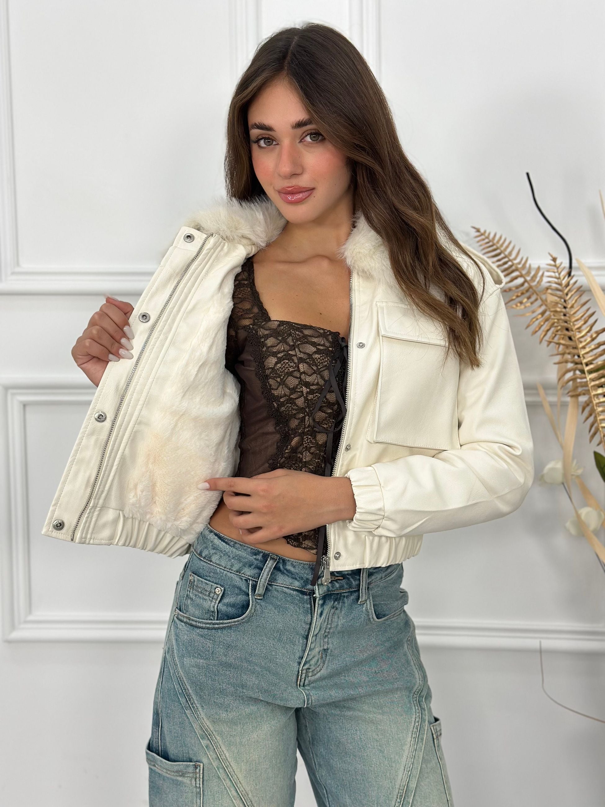 Giubbino Crop Ecopelle T5-2719