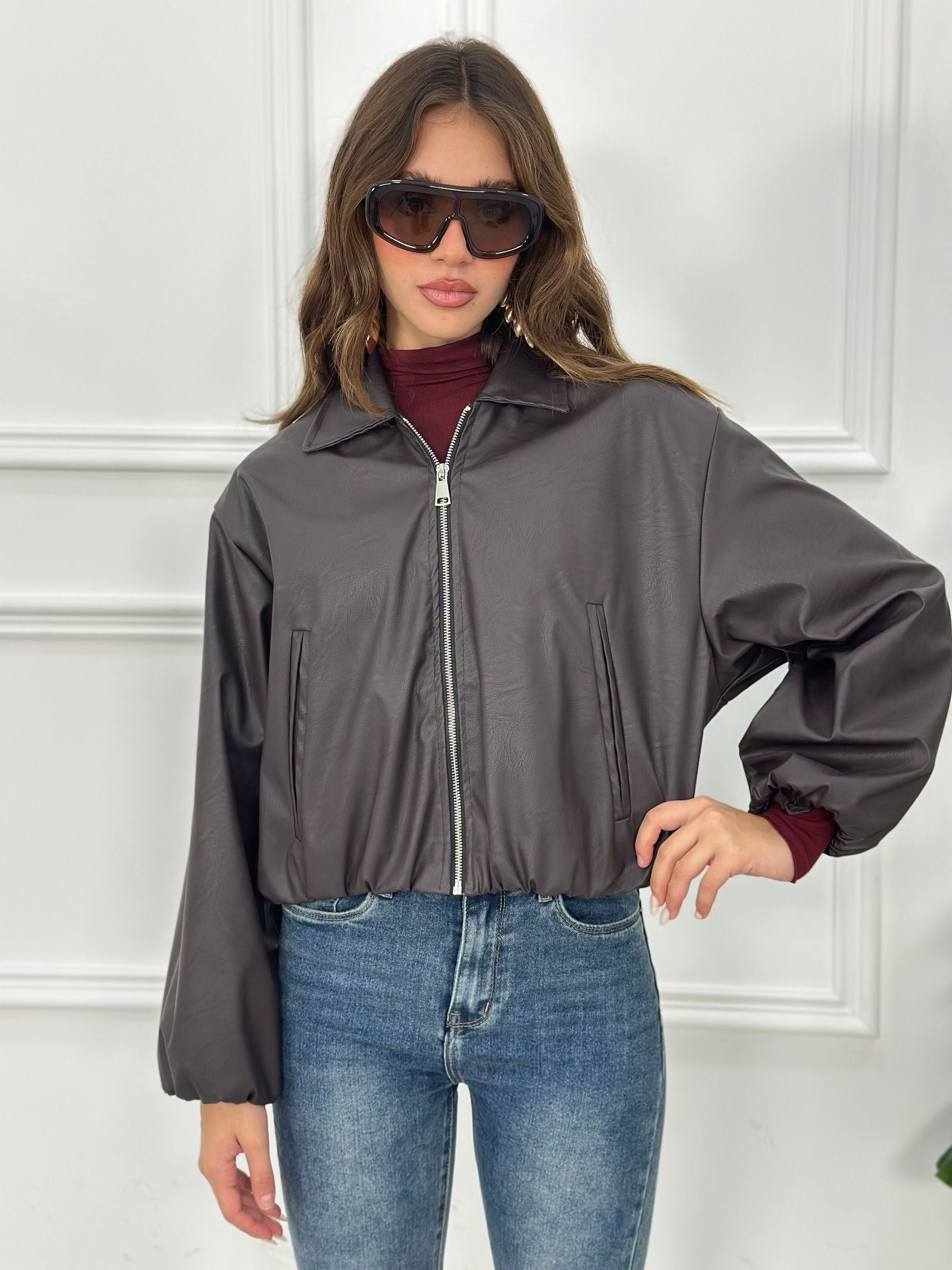 Giubbino Crop in Ecopelle ARG10110