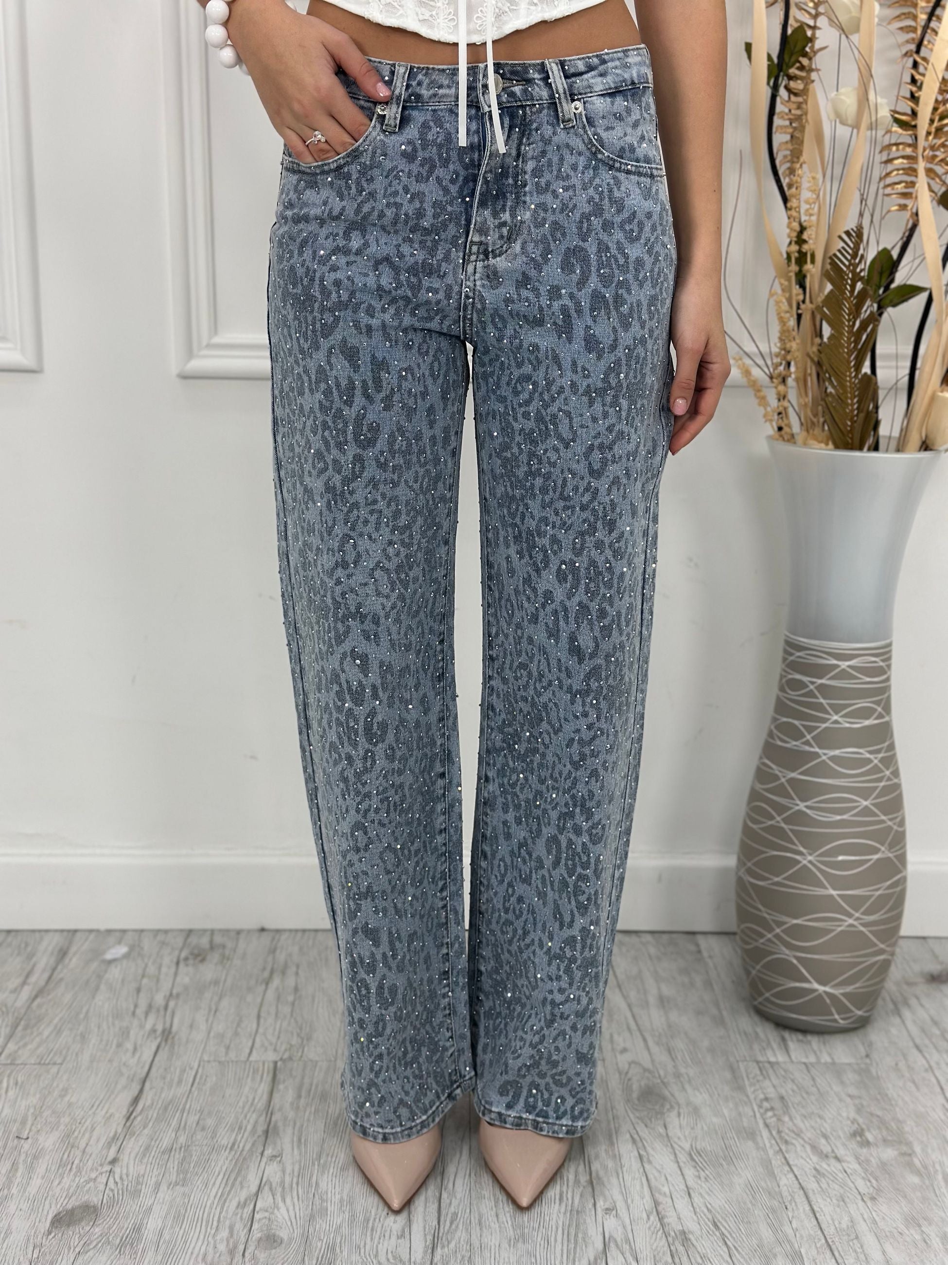Jeans Palazzo Animalie Brillantini Y3027 (elastico)