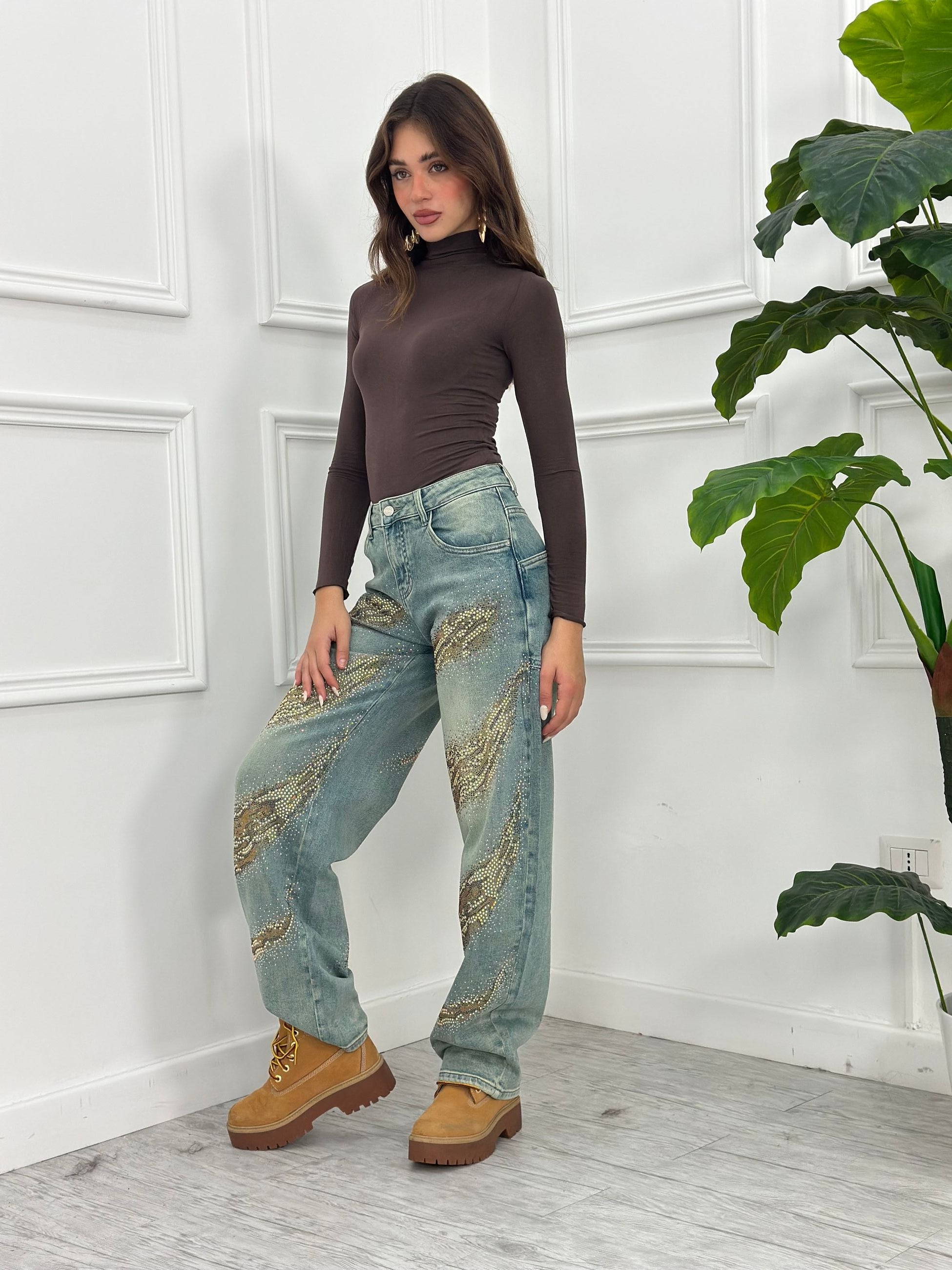 Jeans Balloon Strass YD8217