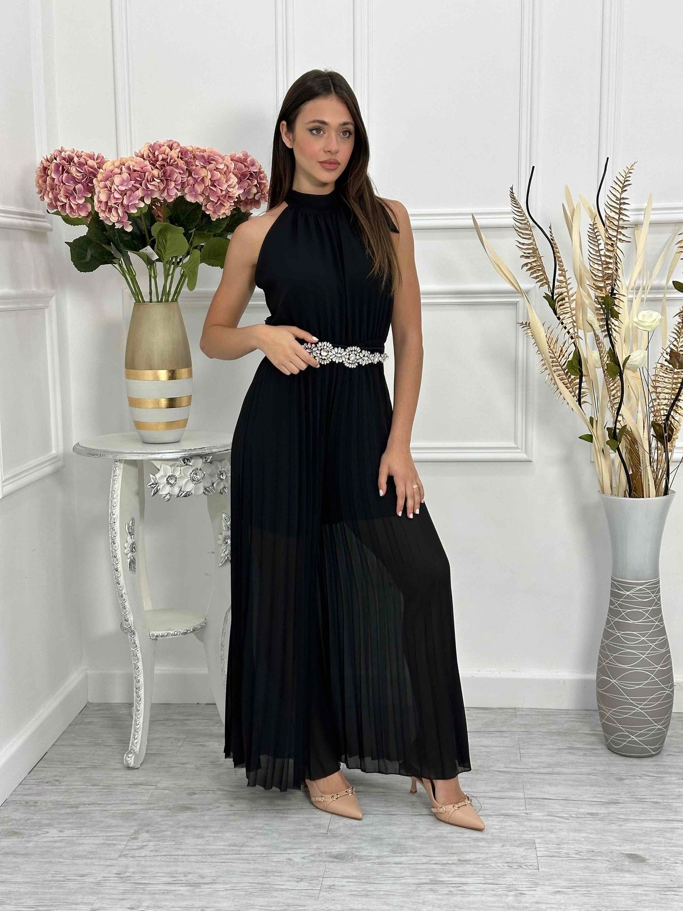 Tuta a palazzo plissettata GIU7828