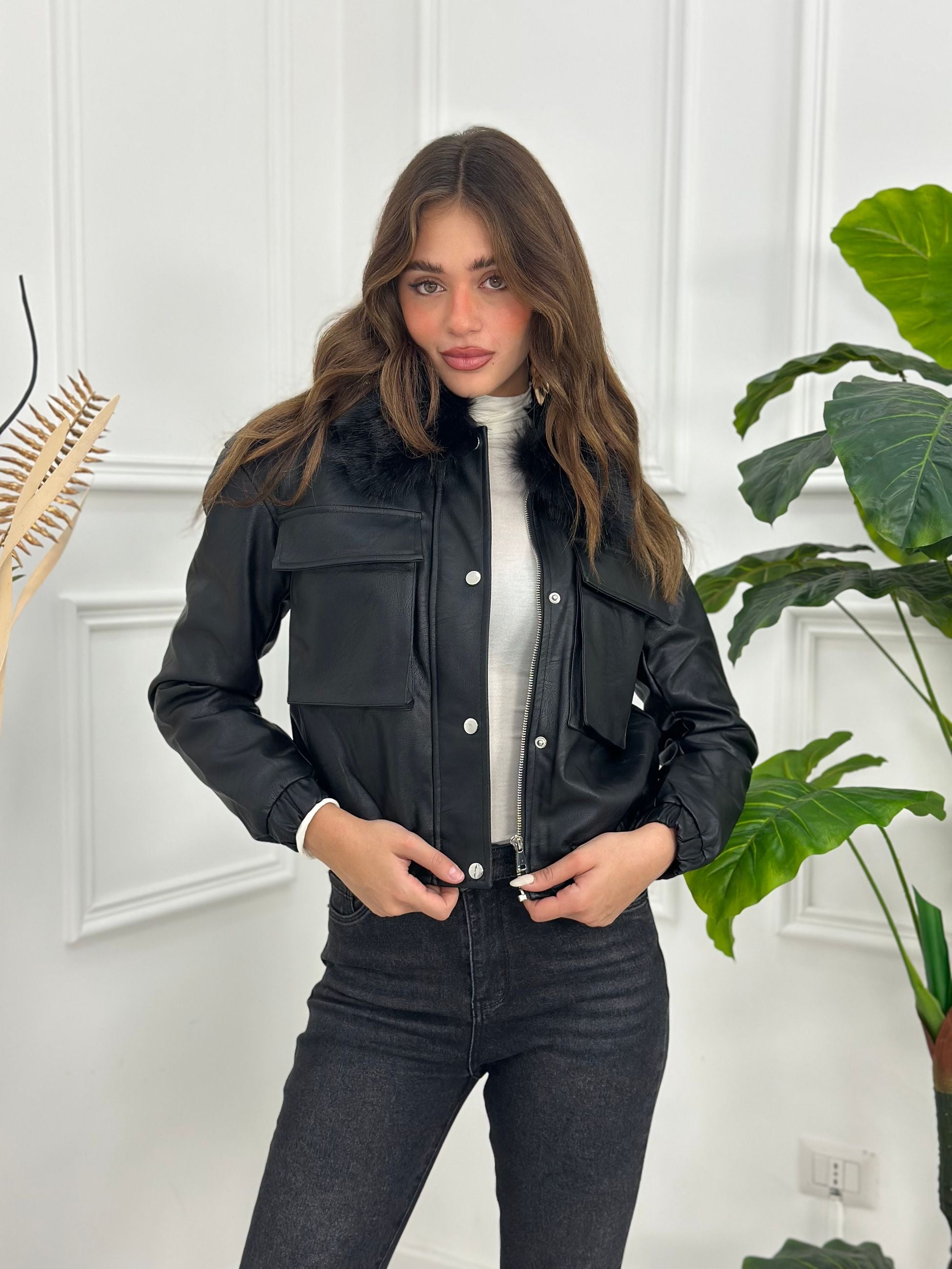 Giubbino Crop Ecopelle T5-2719