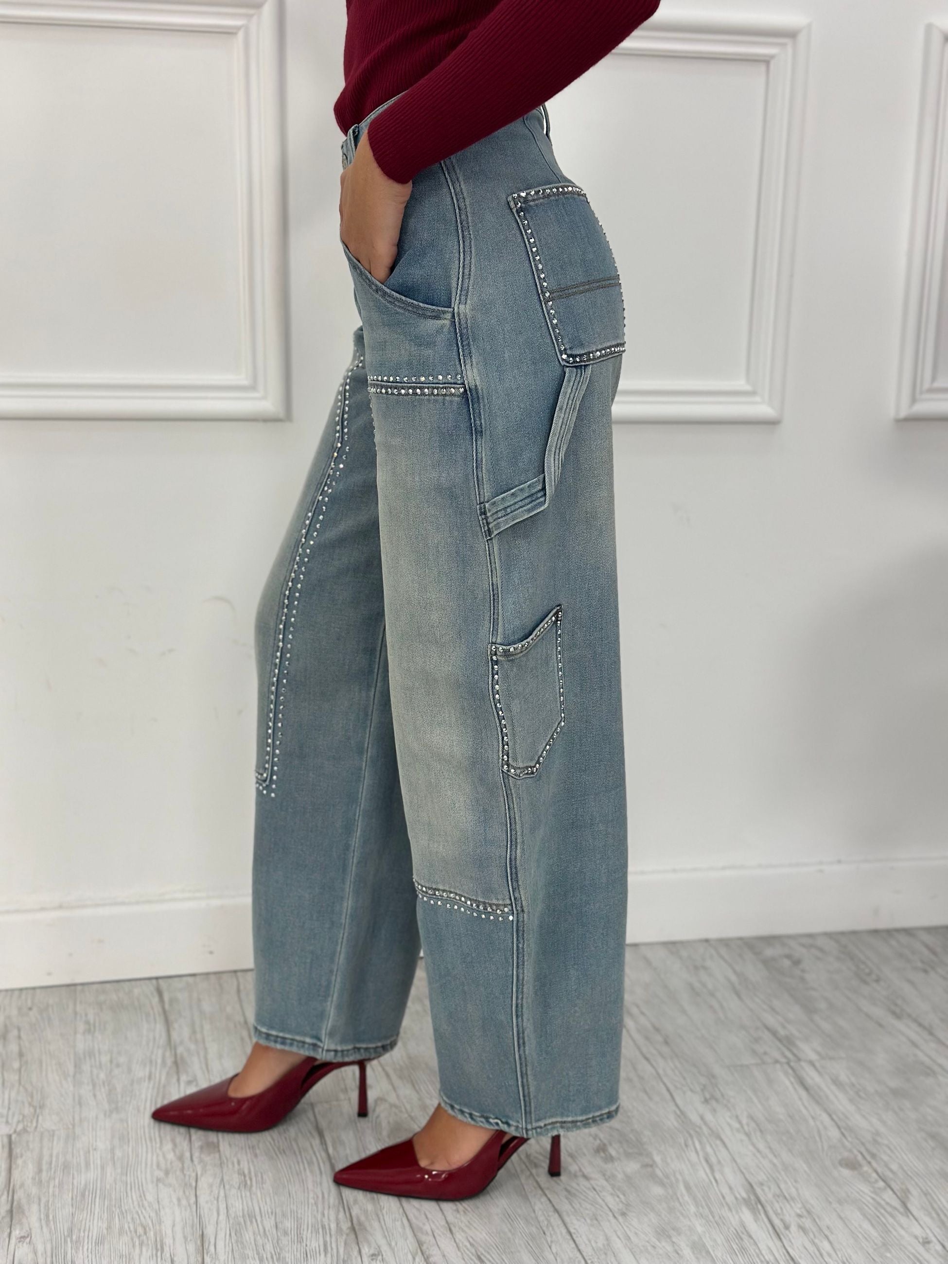 Jeans Balloon Strass 5005