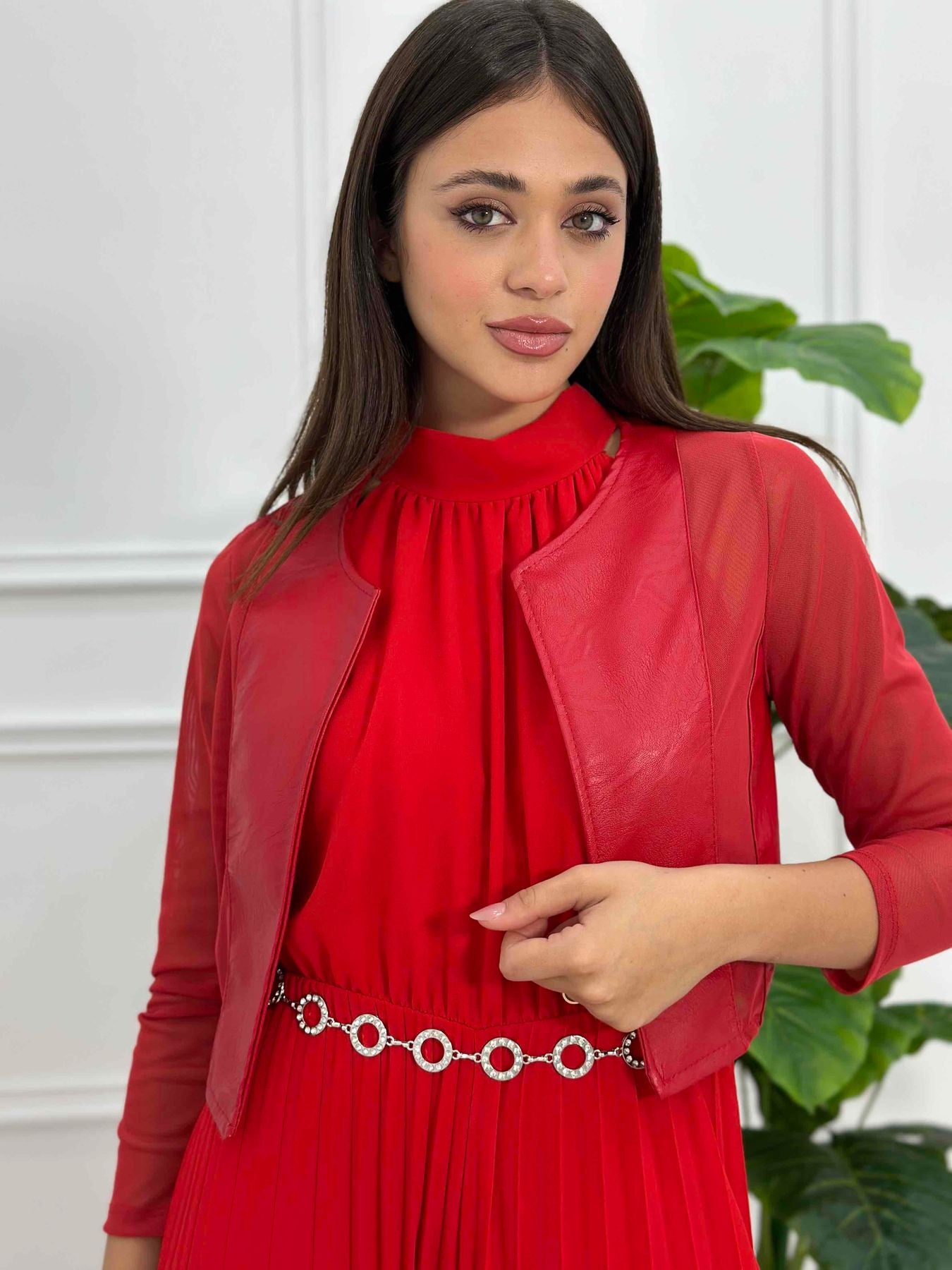 Giacca coprispalle con inserti in pelle evelo SCA980