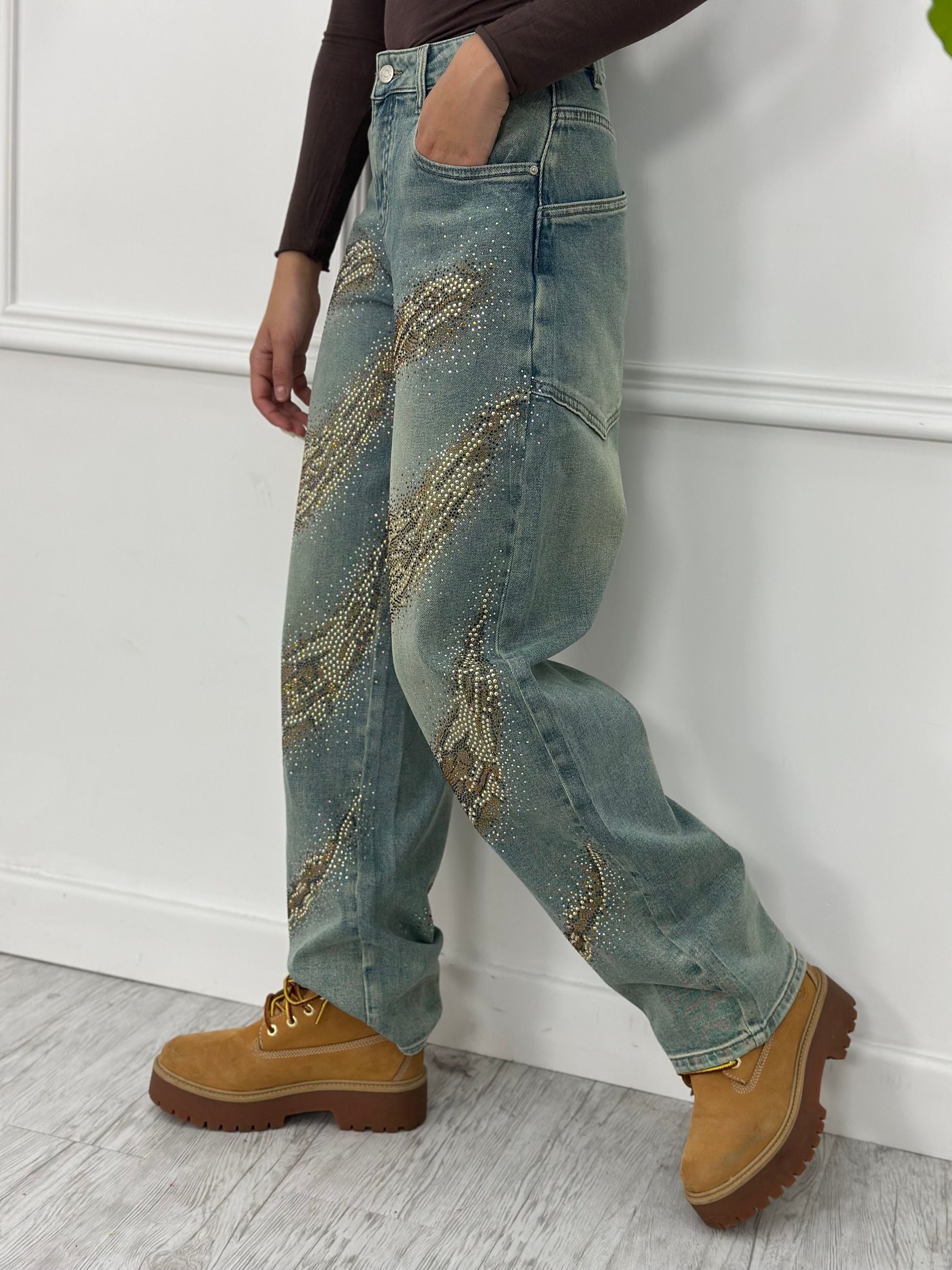 Jeans Balloon Strass YD8217