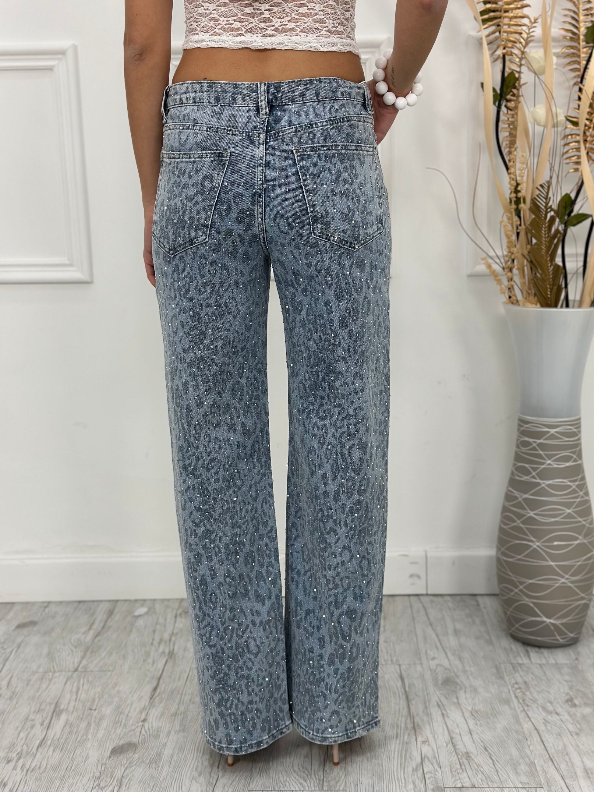 Jeans Palazzo Animalie Brillantini Y3027 (elastico)