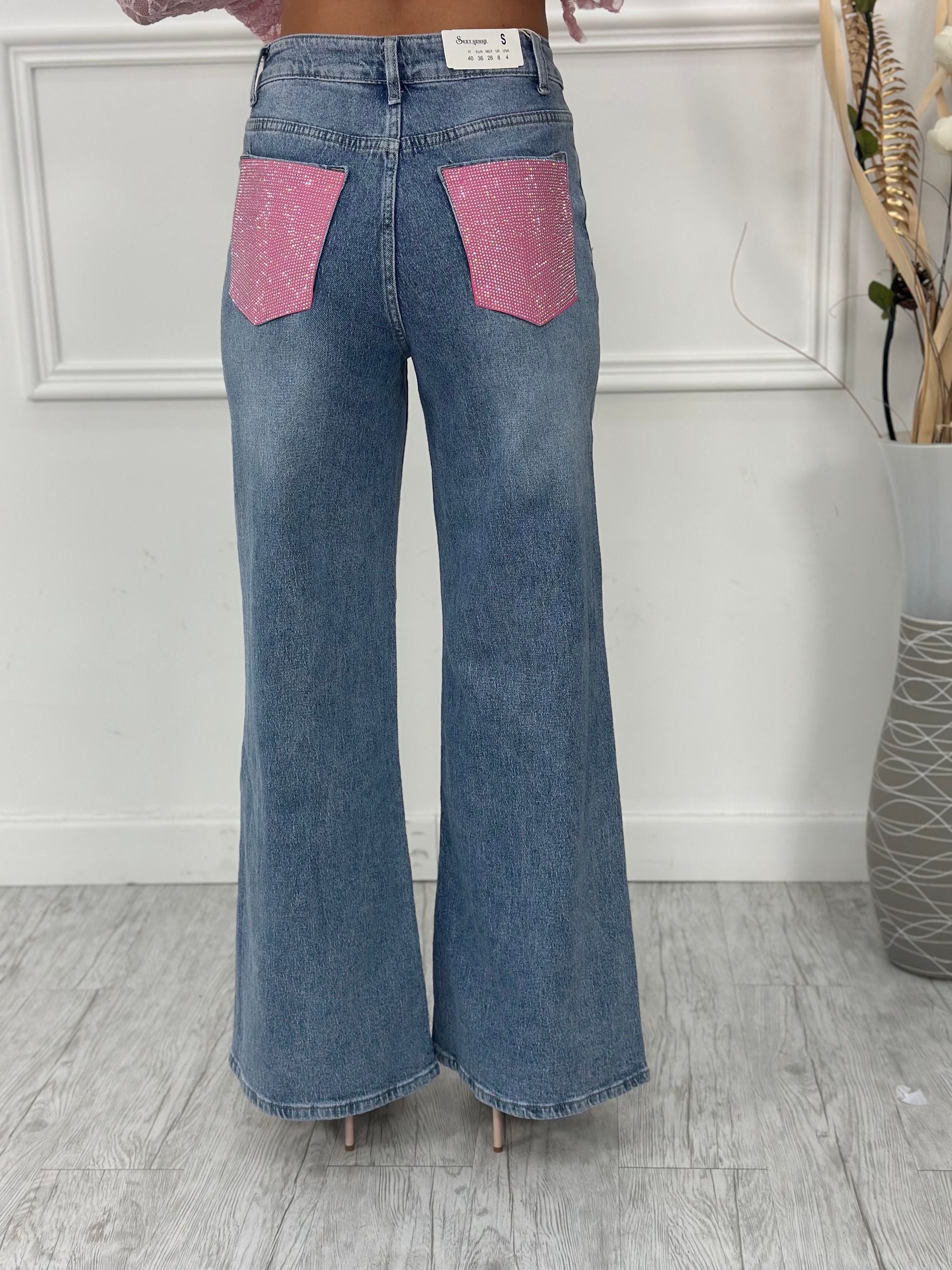 Jeans Tasche Brillantini F1065