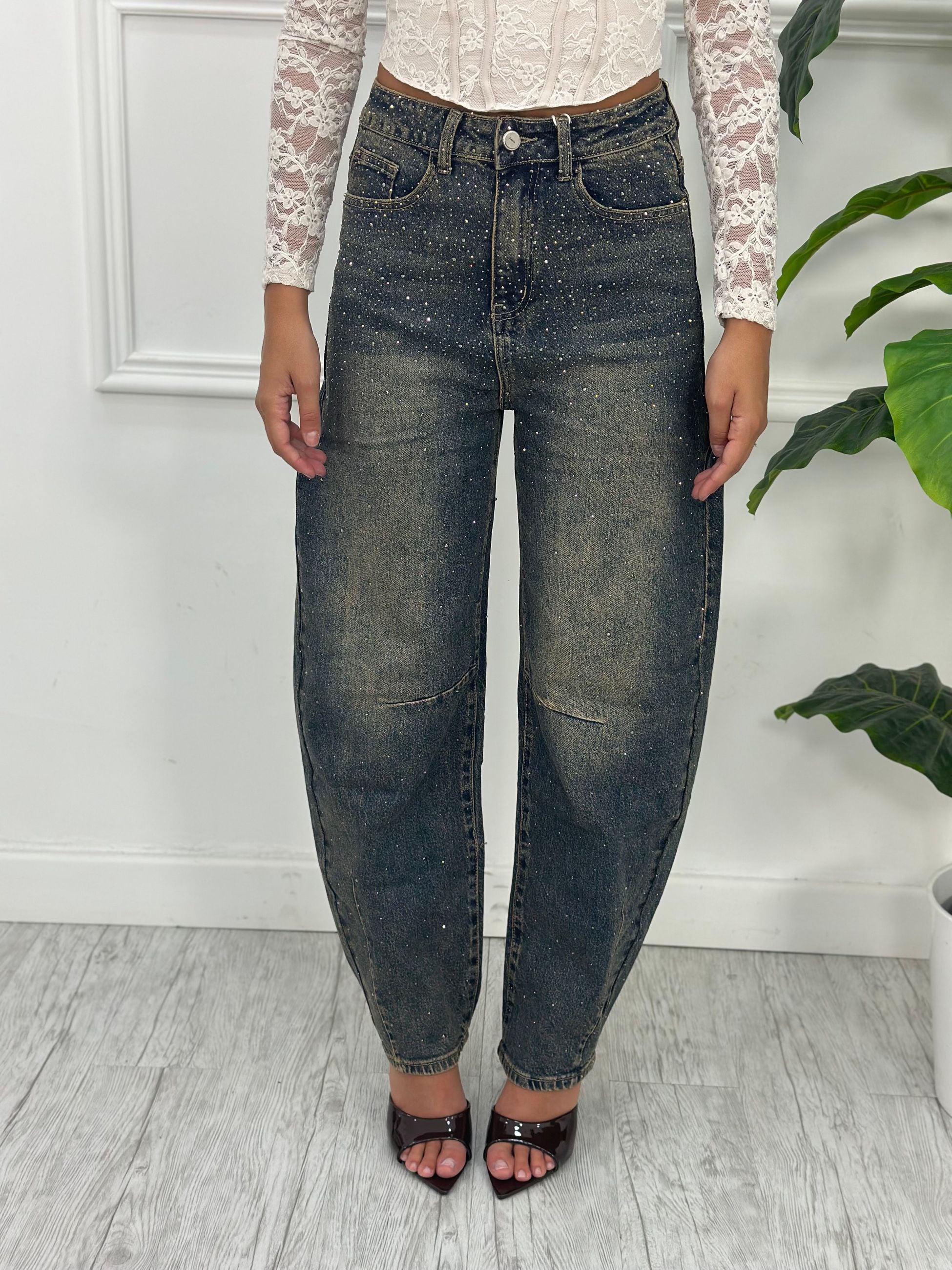 Jeans Balloon Brillantini YW1843 (elastico)