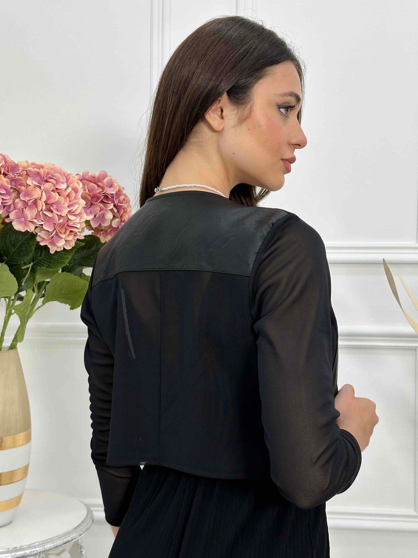 Giacca coprispalle con inserti in pelle evelo SCA980