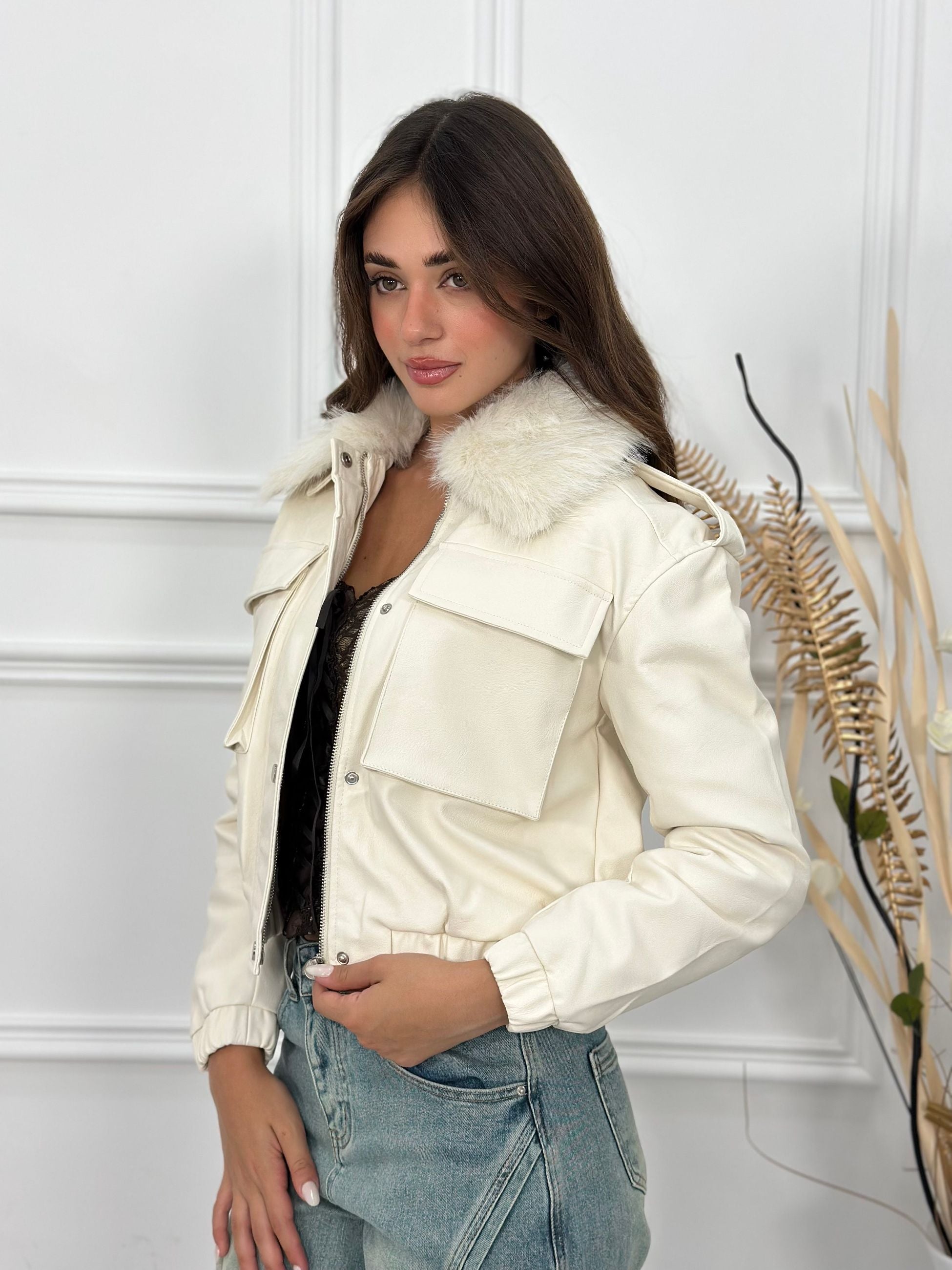 Giubbino Crop Ecopelle T5-2719