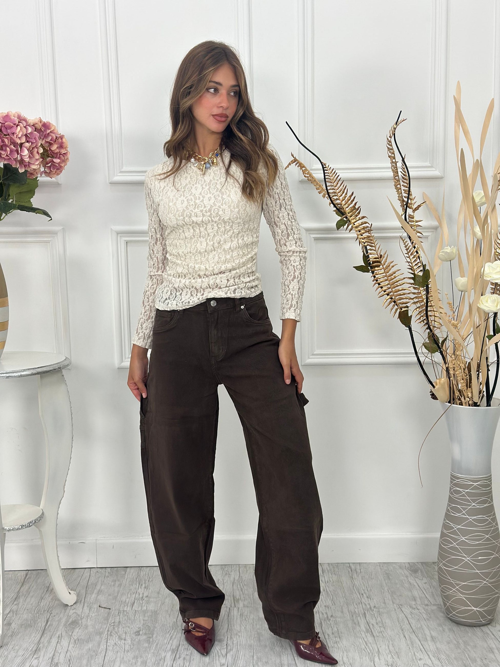 Jeans Balloon elastico Marrone 8948