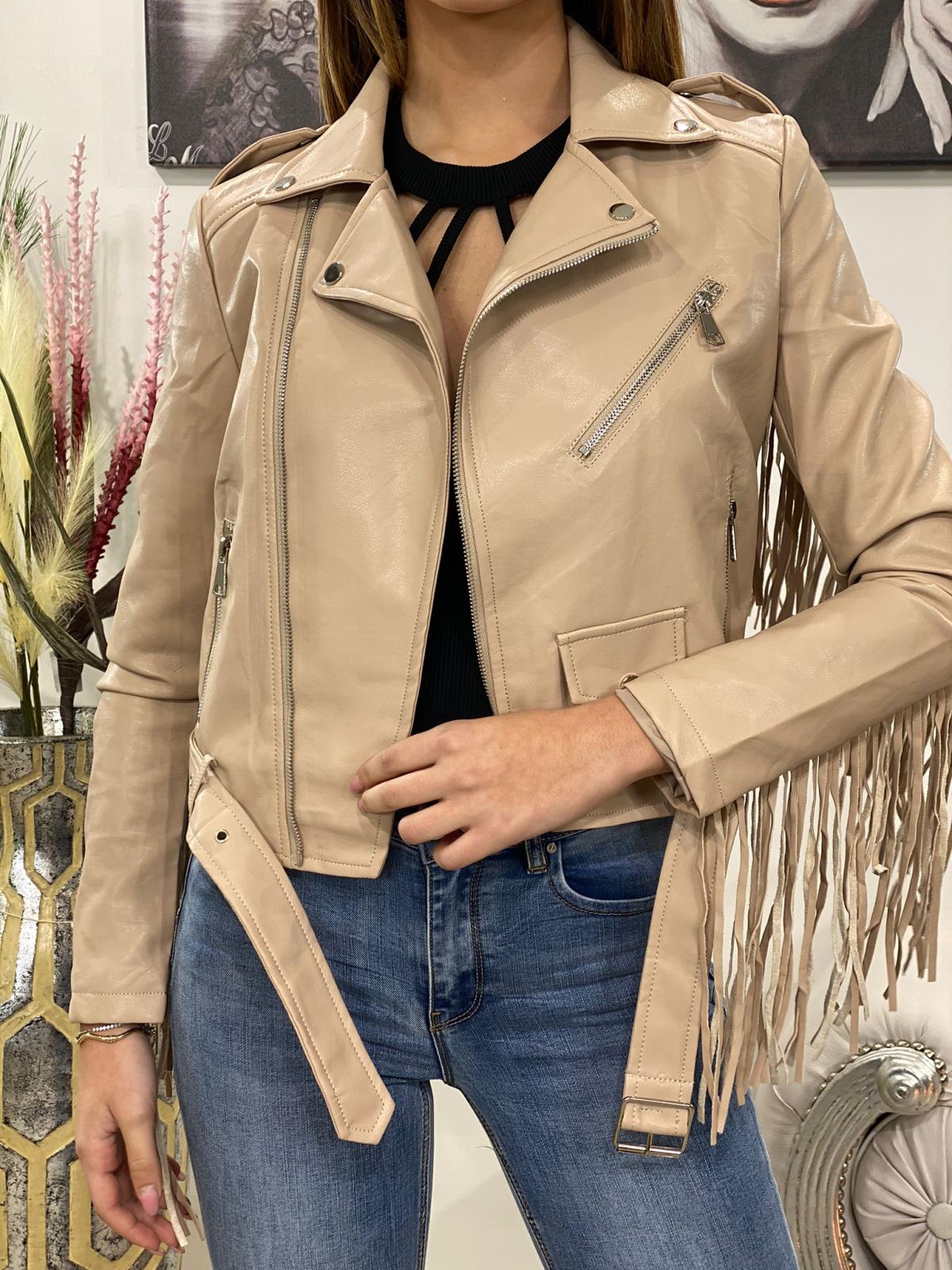 Giubbino chiodo in ecopelle con france