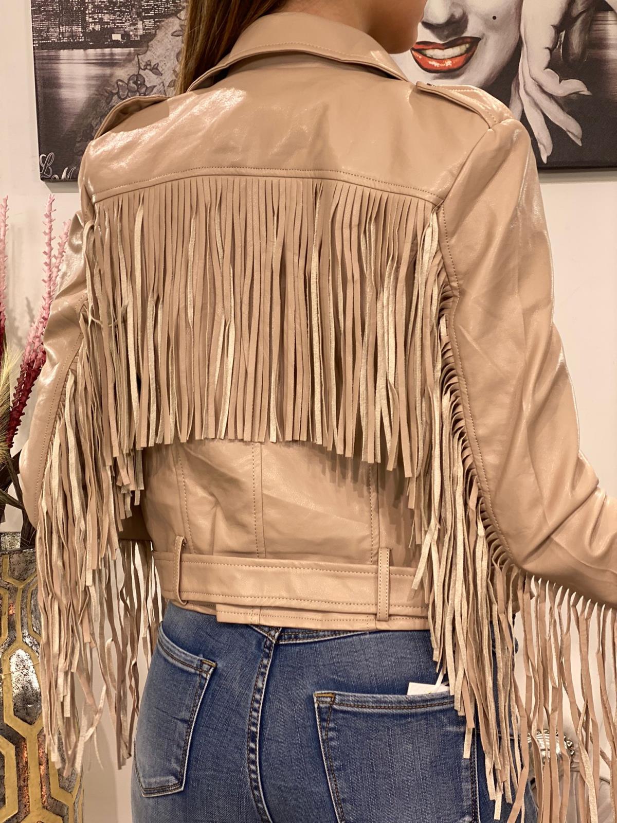 Giubbino chiodo in ecopelle con france