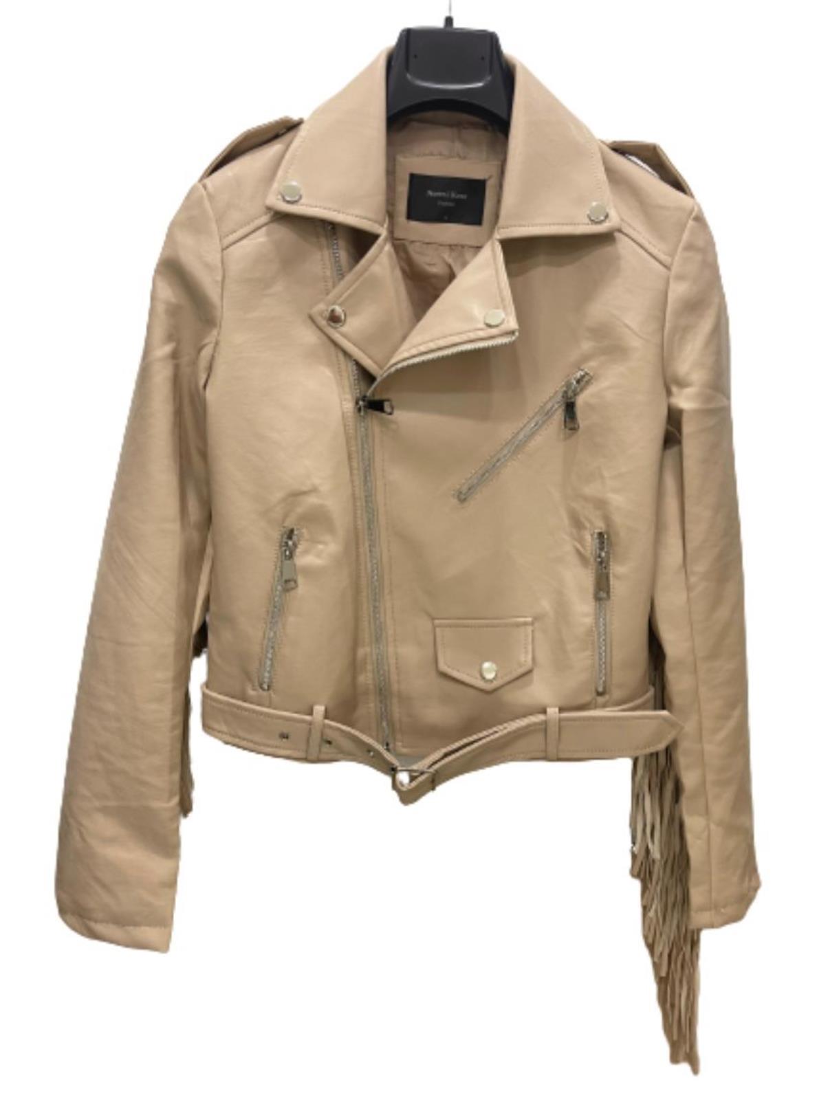 Giubbino chiodo in ecopelle con france