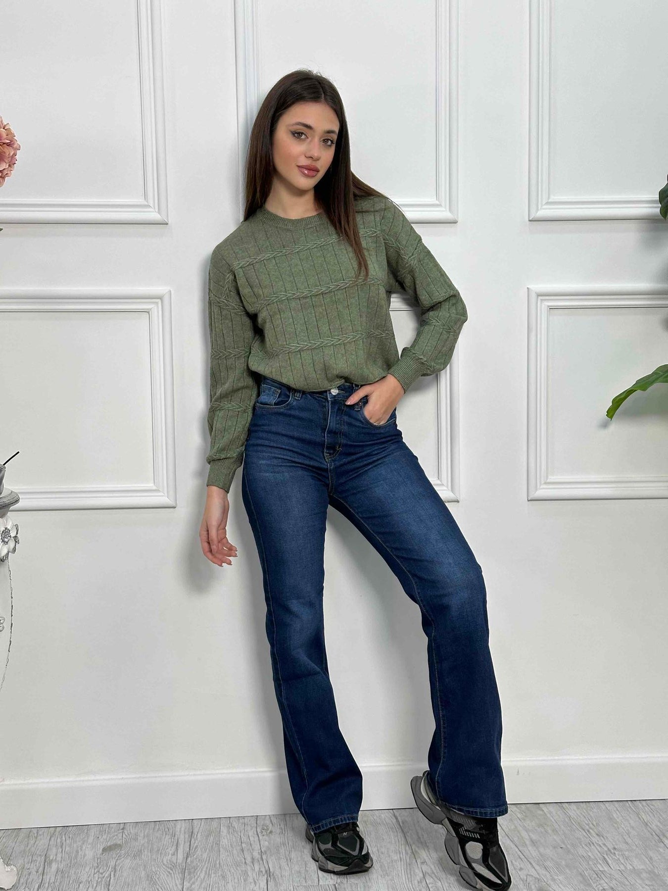 Jeans elastico blue a palazzo CH6222