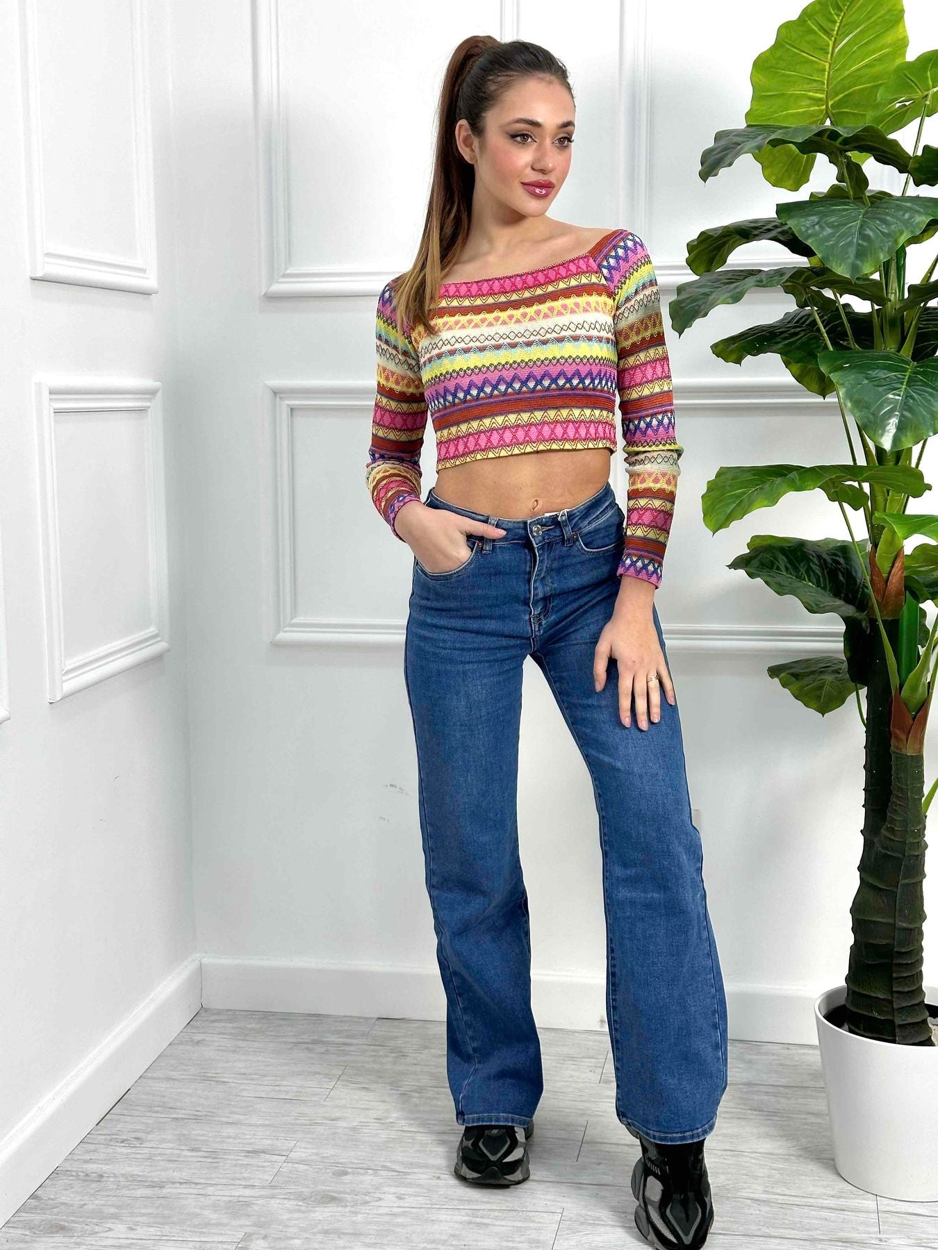 Jeans aelastico a palazzo 8006